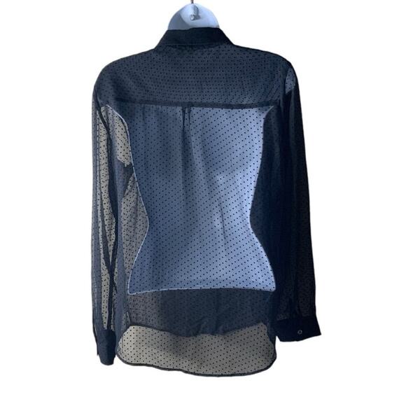 Frenchi Polka Dot Shirt M Long Sleeve Button Up See Through Sexywear Minimalist - Picture 3 of 7
